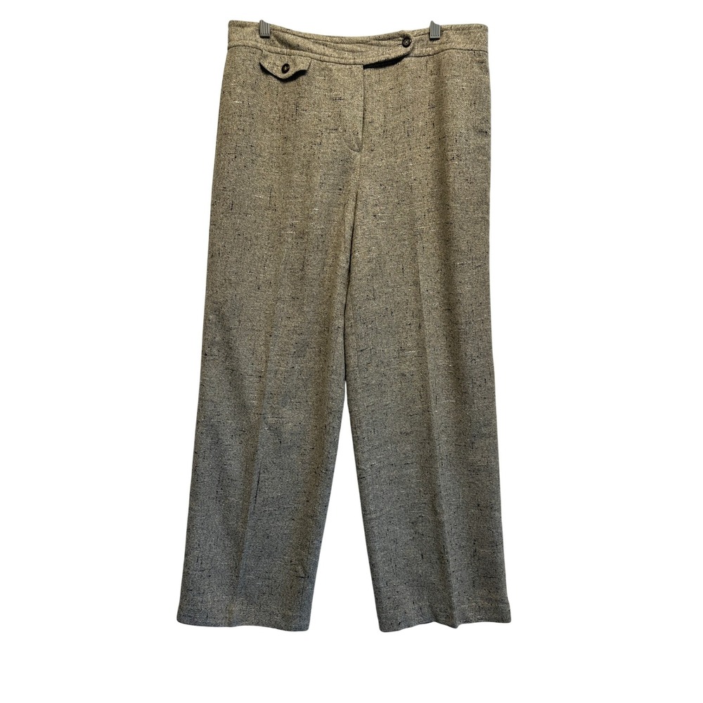 Talbots Women's Tweed Wide Leg Pants Size 12 Brown Neutral Preppy